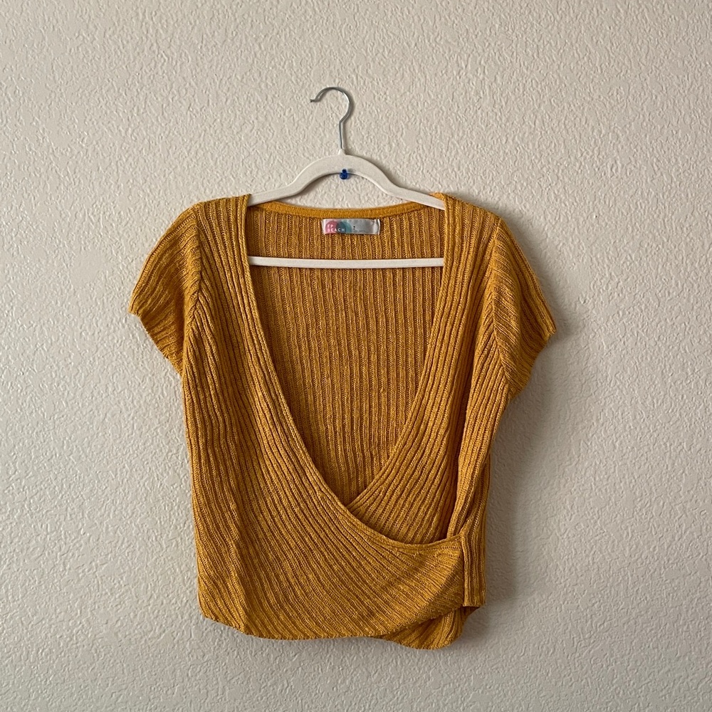 Free People Beach Crossover Sweater Deep V Coco Surplice Ribbed Top Boho Coastal